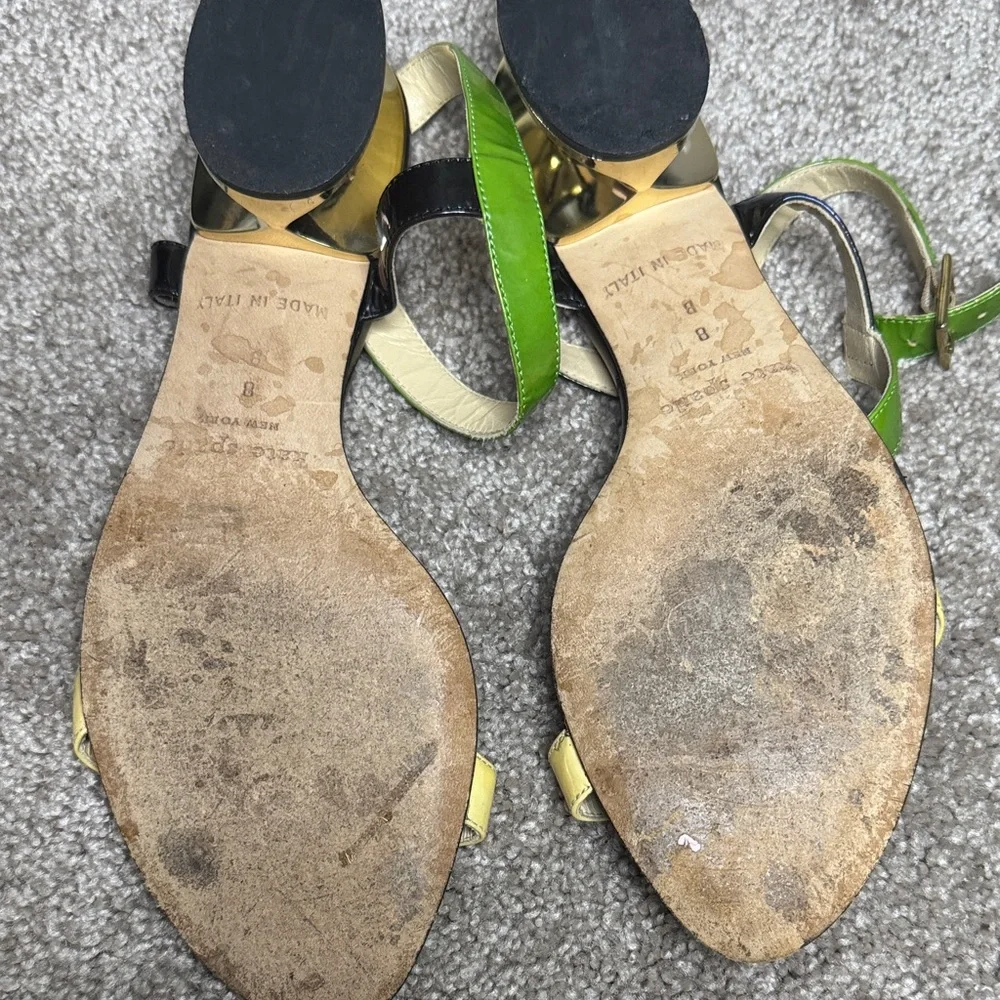 Kate Spade Green, Yellow, and Black Sandals